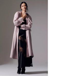 Anthropologie Maeve Patent Faux Leather Trench Coat new size M lavender color